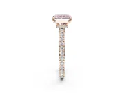 Radiant Cut Hidden Halo Engagement Ring Setting for a Fancy Pink Lab-Grown Diamond | Pavé Band | Rose Gold