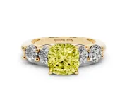 Cushion Cut Five Stone Engagement Ring Setting for a Fancy Yellow Lab-Grown Diamond | Plain Band | Yellow Gold