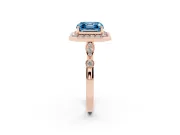 Asscher Cut Halo Engagement Ring Setting for a Fancy Blue Lab-Grown Diamond | Bezel Station Shoulders | Rose Gold