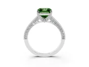 Asscher Cut Hidden Halo Engagement Ring Setting for a Fancy Green Lab-Grown Diamond | Milgrain Pave | Platinum
