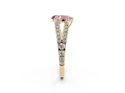 Pear-Shaped Graduated Split Shank Engagement Ring Setting for a Fancy Pink Lab-Grown Diamond | Yellow Gold