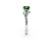 Fancy Green Princess Cut Diamond Solitaire Ring Set in Platinum with Marquise Twist Band and Prong Setting
