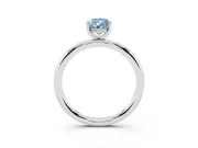 Fancy Blue Pear Cut Diamond Solitaire Ring Set in Silver with Thin Band and Prong Setting