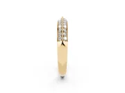 Round Lab-Grown Diamond Double Row Pavé Wedding Band | Faceted Shank | Yellow Gold