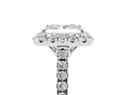 Princess Cut Raised Halo Engagement Ring Setting | Pave Band | Platinum