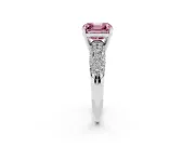 Asscher Cut Close Set Pave Engagement Ring Setting for a Fancy Pink Lab-Grown Diamond | Multi Row | Sterling Silver