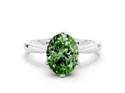 Oval Tapered Solitaire Engagement Ring Setting for a Fancy Green Lab-Grown Diamond | Claw Prong Head | Platinum