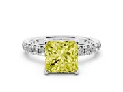 Princess Cut Engagement Ring Setting for a Fancy Yellow Lab-Grown Diamond | White Gold - Design NV-24510