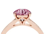 Round Pave Solitaire Engagement Ring Setting for a Fancy Pink Lab-Grown Diamond | Sweeping Shoulders | Rose Gold