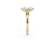 Three-Stone Marquise Cut Diamond Ring Set in Yellow gold with Prong Setting and Plain Band