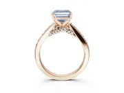 Asscher Cut Pavé Solitaire Engagement Ring Setting for a Fancy Blue Lab-Grown Diamond | Crossover Gallery | Rose Gold