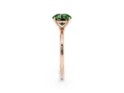 Fancy Green Round Cut Diamond Solitaire Engagement Ring Set in Rose gold with Thin Band and Prong Setting