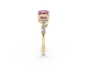Radiant Cut Accented Engagement Ring Setting for a Fancy Pink Lab-Grown Diamond | Yellow Gold