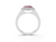 Fancy Pink Heart Cut Diamond Halo Engagement Ring Set in Silver with Solitaire Band and Prong Setting
