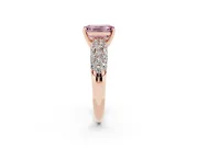 Emerald Cut Multi Row Pave Engagement Ring Setting for a Fancy Pink Lab-Grown Diamond | Rose Gold