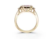Radiant Cut Halo Engagement Ring Setting for a Fancy Pink Lab-Grown Diamond | Graduated Channel Band | Yellow Gold