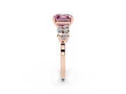 Asscher Cut Side Stone Engagement Ring Setting for a Fancy Pink Lab-Grown Diamond | Shoulder Clusters | Rose Gold