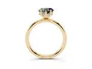 Fancy Black Heart Cut Diamond Solitaire Ring Set in Yellow gold with Thin Band and Prong Setting