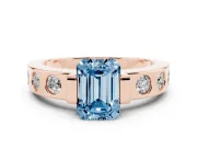 Emerald Cut Tension Style Engagement Ring Setting for a Fancy Blue Lab-Grown Diamond | Rose Gold