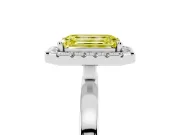 Emerald Cut Thin Halo Engagement Ring Setting for a Fancy Yellow Lab-Grown Diamond | Plain Polished Band | Platinum