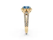 Asscher Cut Floral Halo Engagement Ring Setting for a Fancy Blue Lab-Grown Diamond | Pavé Split Shank | Yellow Gold