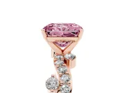 Fancy Pink Radiant Cut Diamond Solitaire Twisted Band Set in Rose gold with Pavé Setting