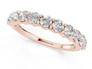 Round Diamond Half Eternity Band Set in Rose gold with Top-Row Prong Setting