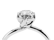 Emerald Cut Bypass Solitaire Engagement Ring Setting | Plain Polished Band | Sterling Silver