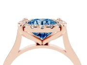 Round Halo Engagement Ring Setting for a Fancy Blue Lab-Grown Diamond | Claw Corners | Rose Gold