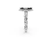 Marquise Leaf Halo Engagement Ring Setting for a Black Center | Bezel Accents | White Gold