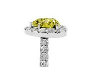 Fancy Yellow Heart Cut Diamond Halo Pavé Solitaire Ring Set in Silver with Prong-Set Center Stone