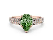 Pear-Shaped Three Row Pave Engagement Ring Setting for a Fancy Green Lab-Grown Diamond | Rose Gold