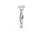 Oval Crossover Pave Solitaire Engagement Ring Setting | Twisted Shoulders | Platinum