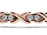 Round Lab-Grown Diamond X-Link Tennis Bracelet | Paired Stones in Pointed Ovals | Rose Gold