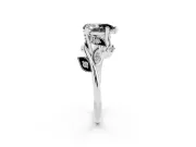 Fancy Black Pear Cut Diamond Solitaire Twist Engagement Ring Set in Platinum with Pavé Leaf Accents