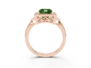 Fancy Green Princess Cut Diamond Halo Engagement Ring Set in Rose gold with Milgrain Pavé Band