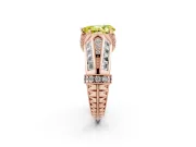 Fancy Yellow Pear Cut Diamond Vintage-Inspired Milgrain Ring Set in Rose gold with Accent Split Shank