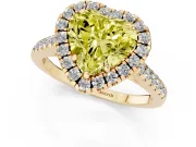 Heart-Shaped Raised Halo Engagement Ring Setting for a Fancy Yellow Lab-Grown Diamond | Yellow Gold