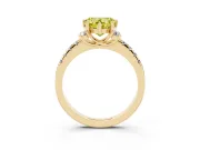 Heart-Shaped Side Stone Engagement Ring Setting for a Fancy Yellow Lab-Grown Diamond | Pave Band | Yellow Gold