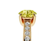 Round Hidden Halo Engagement Ring Setting for a Fancy Yellow Lab-Grown Diamond | Milgrain Pave | Yellow Gold