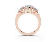 Heart-Shaped Three Stone Engagement Ring Setting | Matching Side Stones | Rose Gold