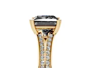 Princess Cut Split Shank Engagement Ring Setting for a Black Center | Pavé Band | Yellow Gold