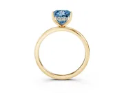 Fancy Blue Princess Cut Diamond Solitaire Engagement Ring Set in Yellow gold with Prong Setting and Polished Band
