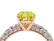 Cushion Cut Multi Row Pave Engagement Ring Setting for a Fancy Yellow Lab-Grown Diamond | Rose Gold