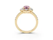 Emerald Cut Star Floral Halo Engagement Ring Setting for a Fancy Pink Lab-Grown Diamond | Yellow Gold