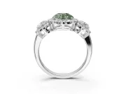 Round Three Stone Halo Engagement Ring Setting for a Fancy Green Lab-Grown Diamond | Platinum