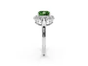 Princess Cut Graduated Milgrain Halo Engagement Ring Setting for a Fancy Green Lab-Grown Diamond | Sterling Silver