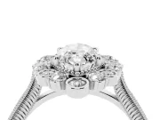 Marquise Cut Diamond Halo Milgrain Pavé Ring Set in Platinum with Prong Setting