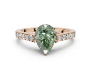 Pear-Shaped Pavé Solitaire Engagement Ring Setting for a Fancy Green Lab-Grown Diamond | Crossover Gallery | Rose Gold