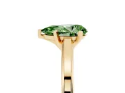 Fancy Green Pear Cut Diamond Solitaire Ring Set in Yellow gold with Prong Setting and Classic Band